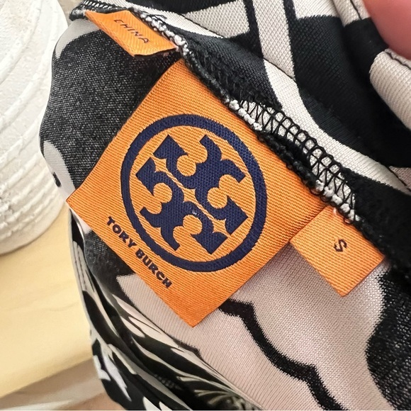 TORY BURCH Printed Black White Silk Dress Women Size Small - Picture 4 of 10